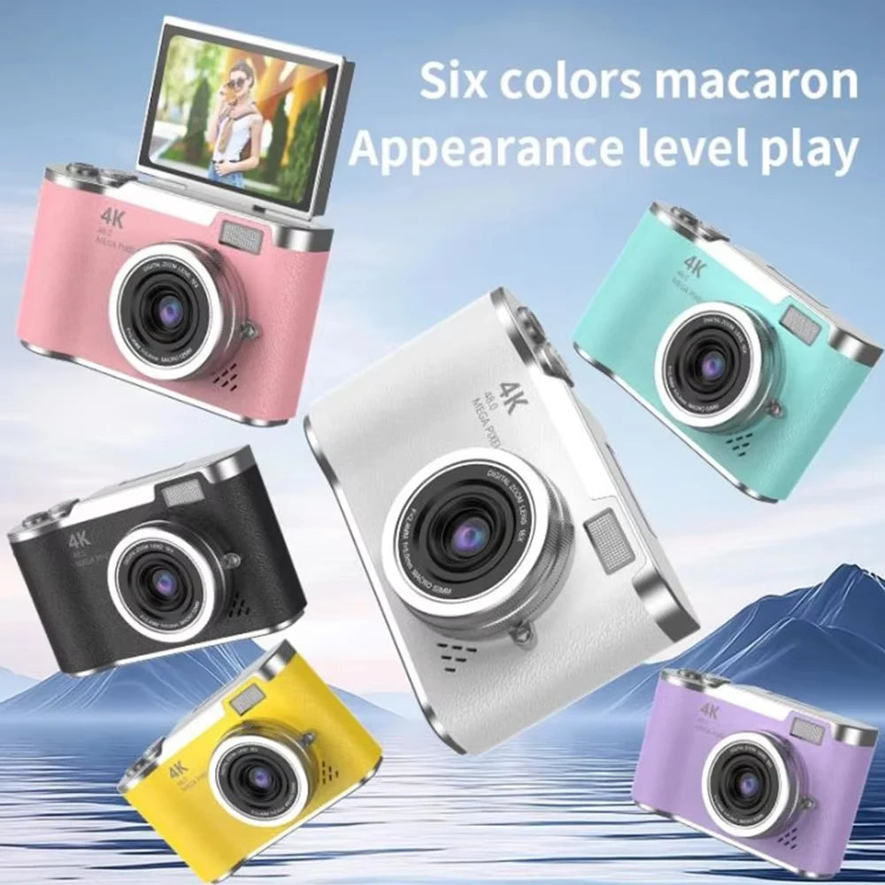 New 4K CCD 8X Digital Zoom Digital Camera for Students 48MP Compact Digital Photography Camera 180 Flip Screen Selfile Camera