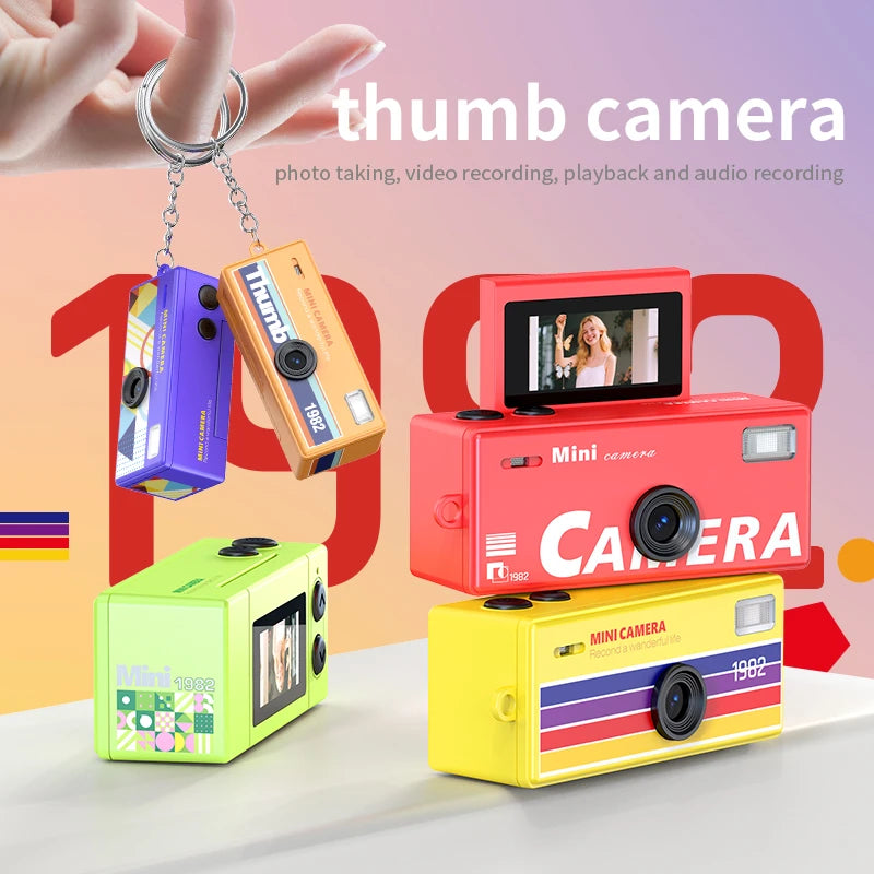 Mini caméra numérique CCD rétro avec flash, écran rotatif 1080P, petite caméra vidéo en forme de porte-clés pour cadeaux