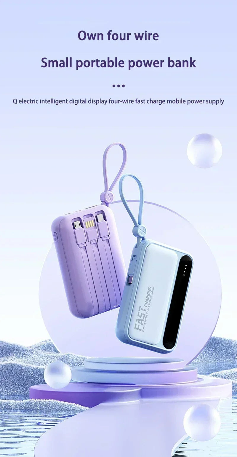Banque d'alimentation VIVO 500000mAh, grande capacité, charge ultra-rapide, batterie externe portable, 4 câbles intégrés pour tous les téléphones