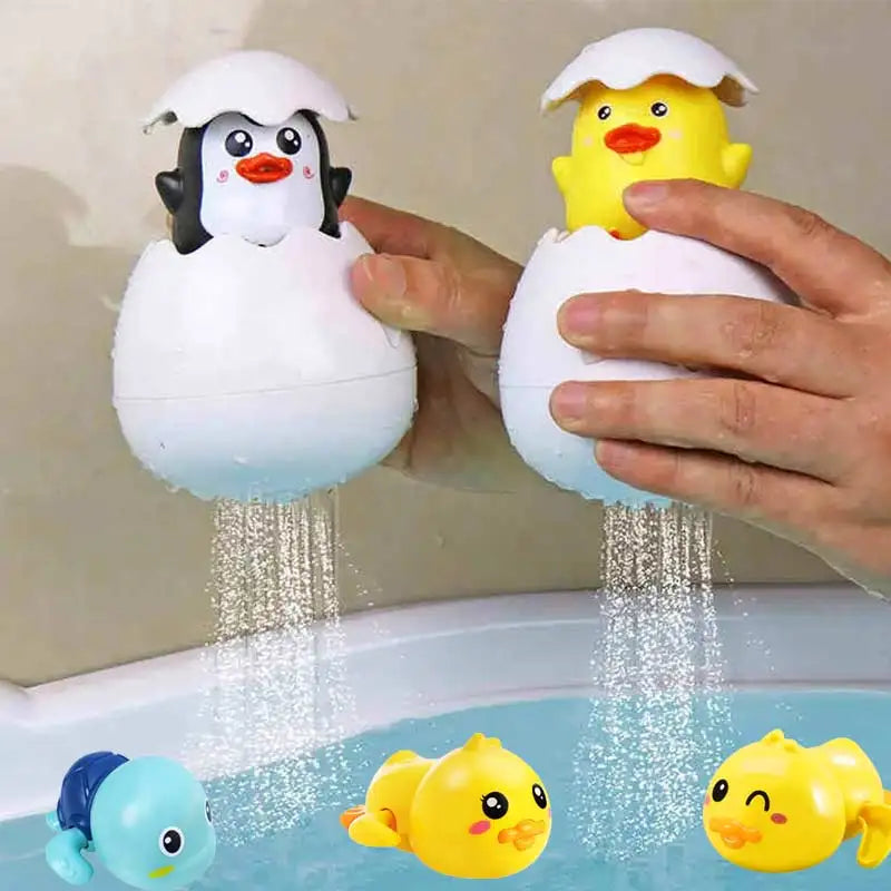 Juguete de baño para bebé, pato bonito, pingüino, huevo, rociador de agua, baño, ducha, juguetes de agua para nadar, regalo para niños