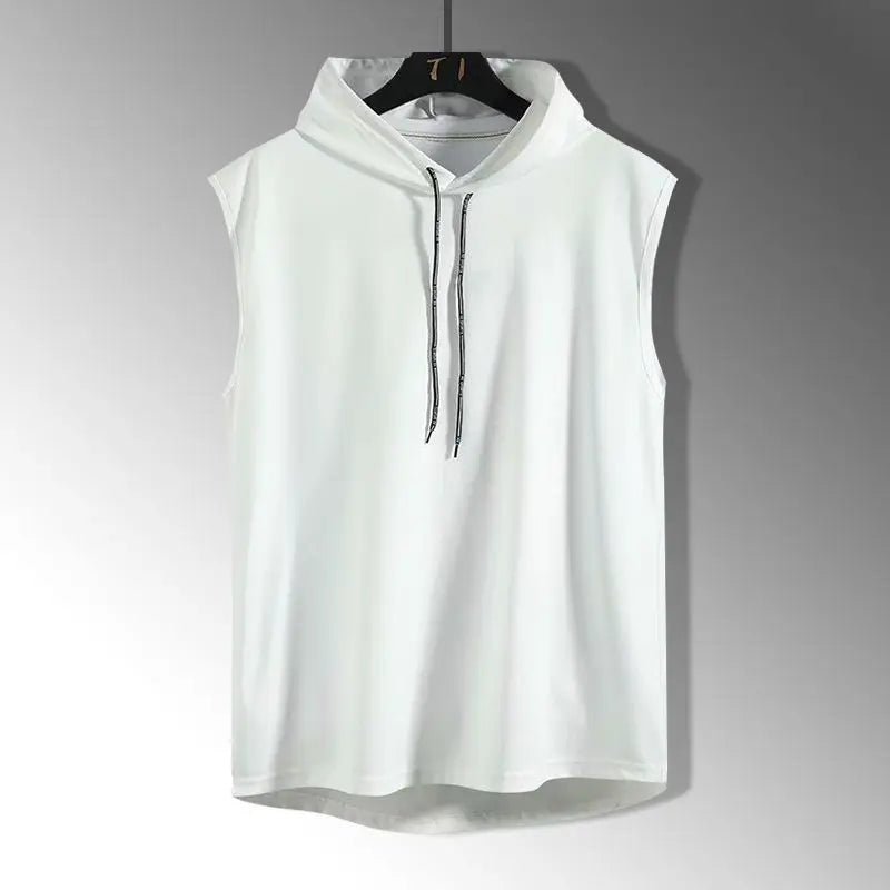 Brand New 2023 Solid Color Men's Tank Tops Sleeveless Vest T-Shirts for Men Hooded Men's Vests Tops Hip Hop Men's Tank Top T-Shirt