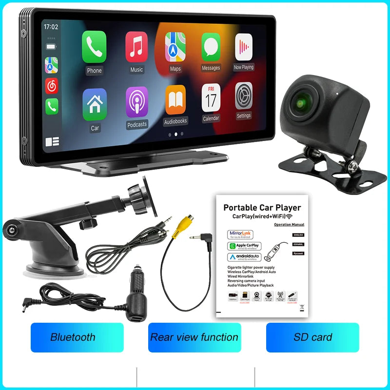 Écran Multimédia Sans Fil Portable 10,26" — Caméra Recul HD DVR Lecteur MP5