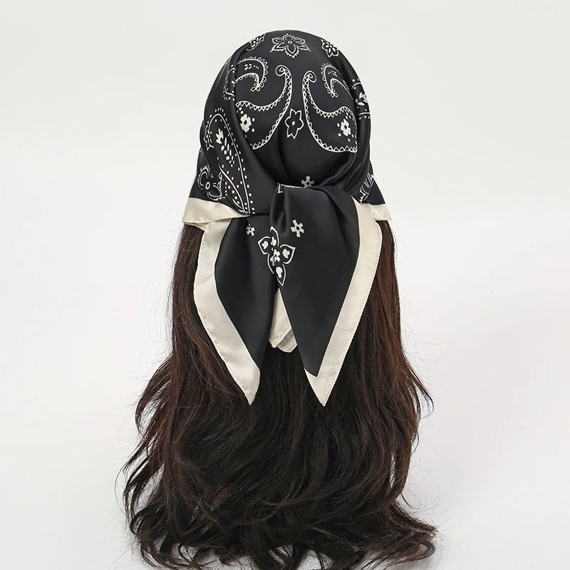 Pañuelo cuadrado tipo hiyab para mujer, estampado popular de lujo, chales cálidos de playa, envolturas, diadema para el cabello