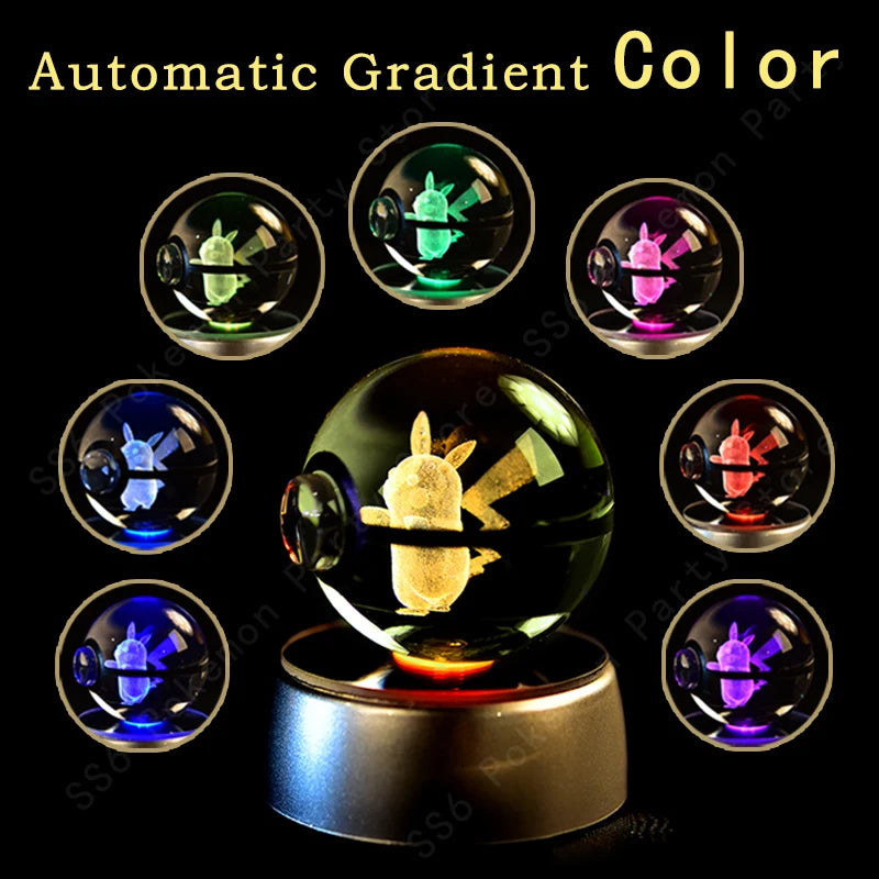 Boule de cristal 3D veilleuse — lampe en verre, statue, cadeau d'anniversaire pour enfants