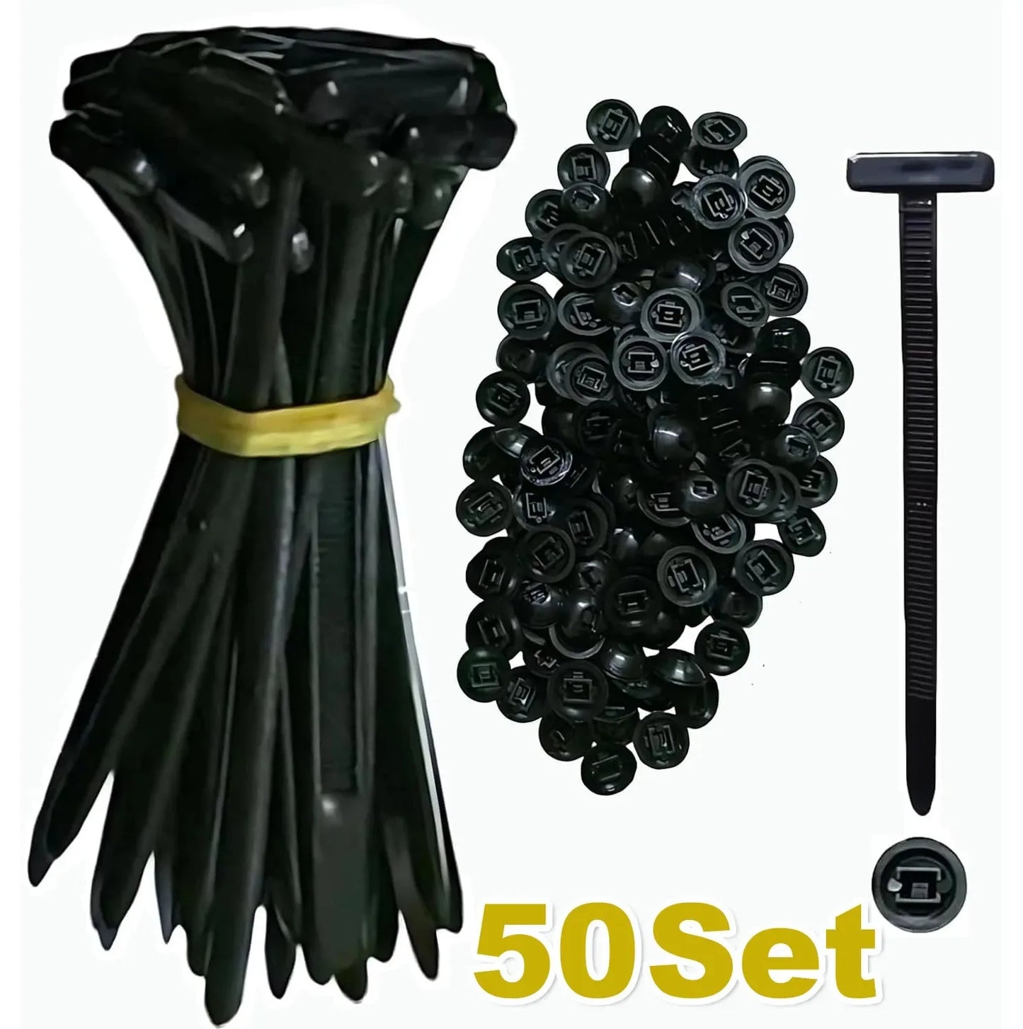 Universal Nylon Cable Tie Mount, Self-Fixing Screw, Replacement Clip for Car Fender, Engine Splash Guard, Secure Wire Management
