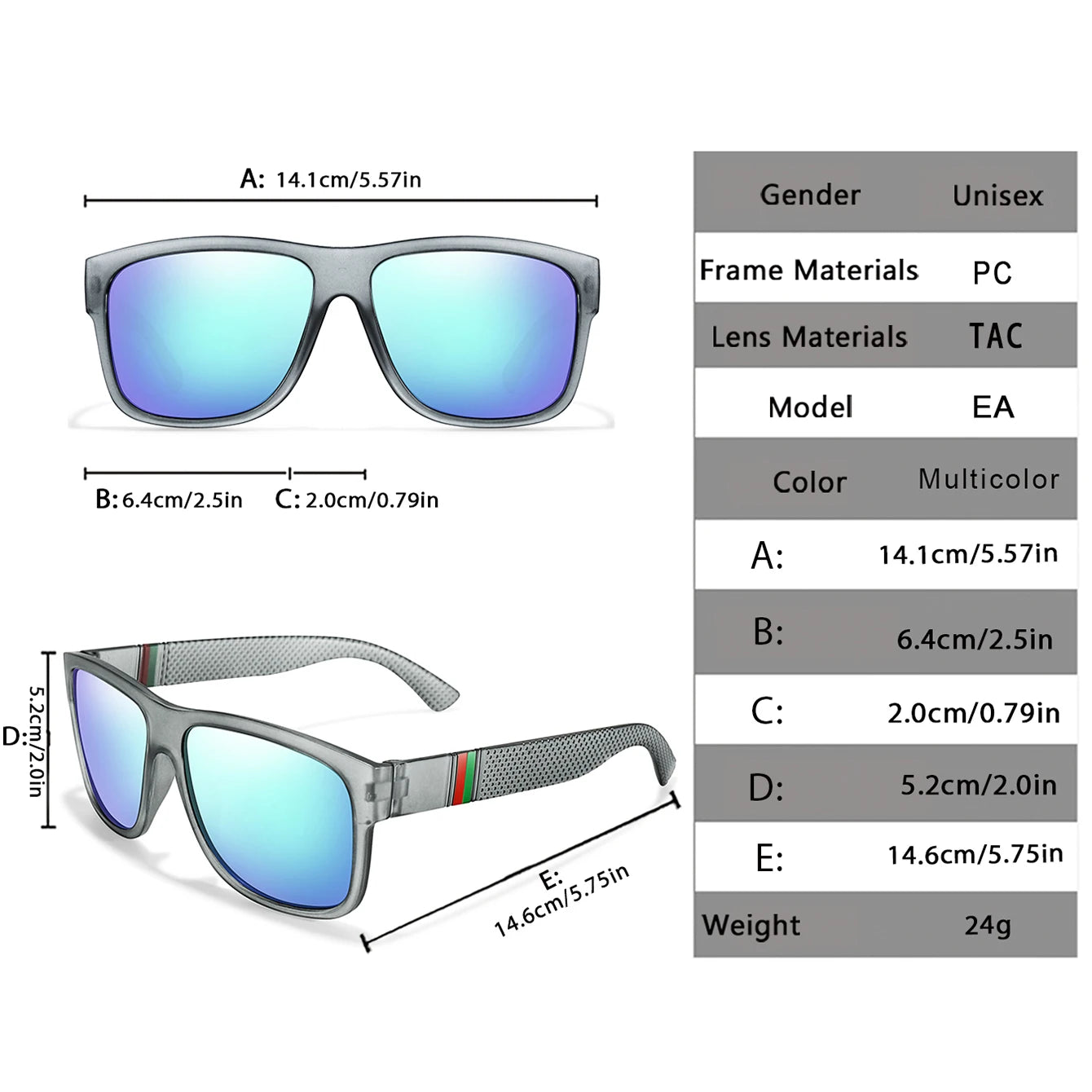 Men's Classic Square Polarized Sunglasses for Fishing, Outdoor Driving, Cycling, Running, Vintage, Large Frame, UV400