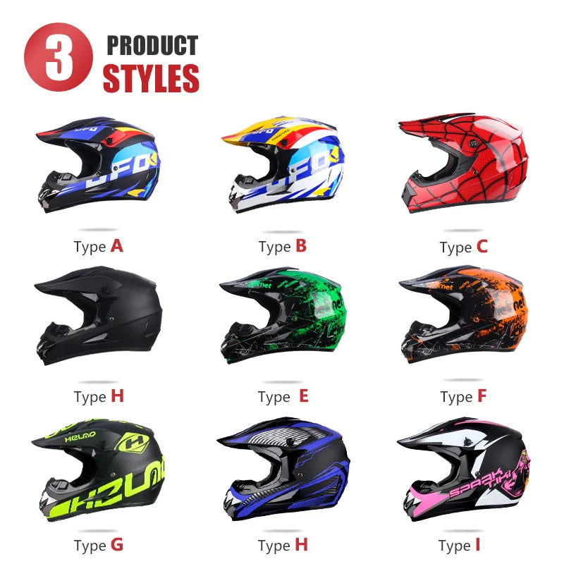 Casque Moto Motocross Enfants Tout-Terrain — Professionnel Lunettes Cadeau