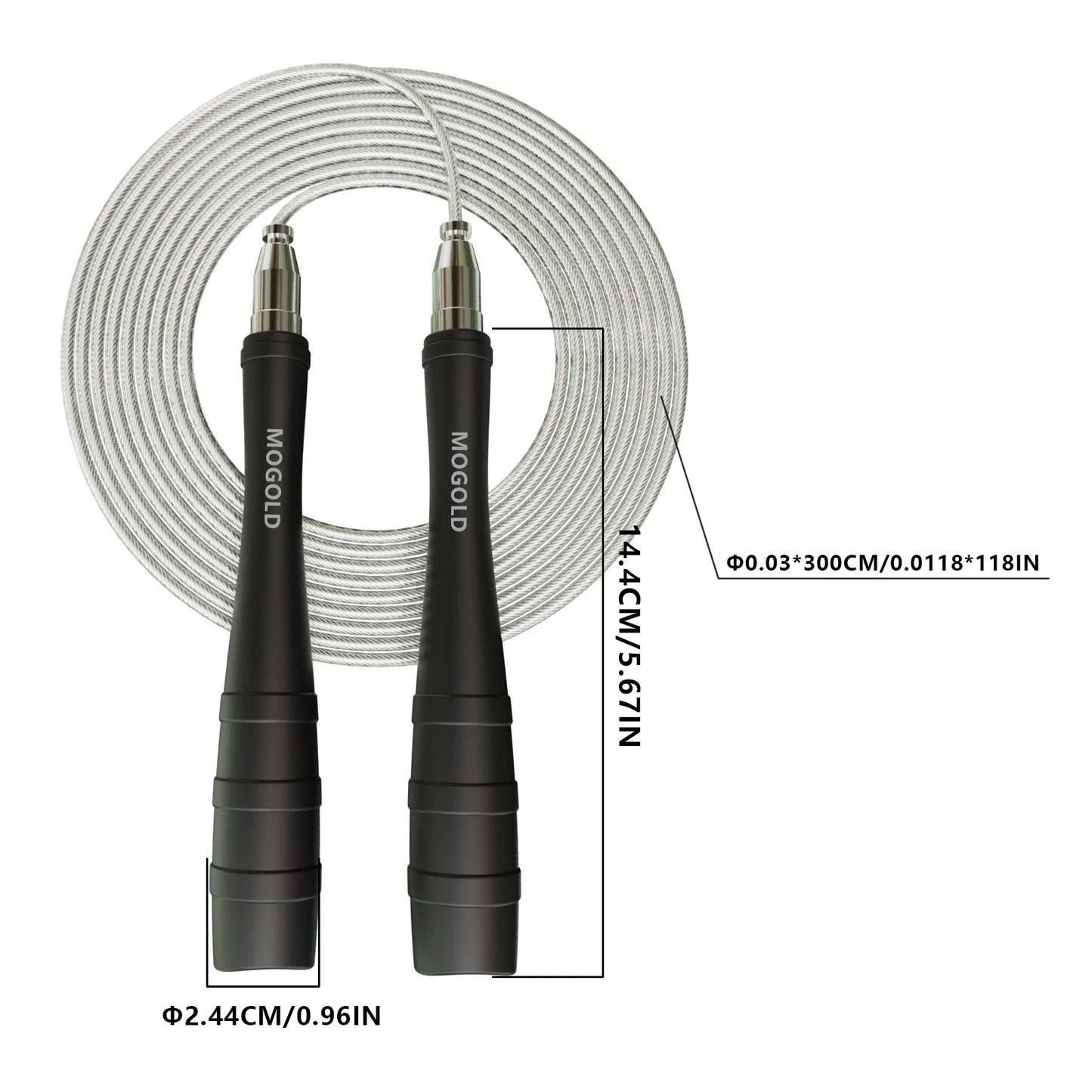 Corde à sauter professionnelle avec roulements à billes — câble acier, cardio, fitness, combustion graisses