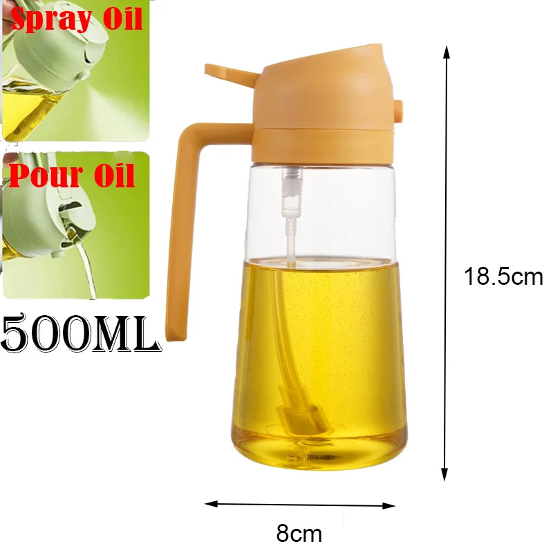 Pulvérisateur d'huile de cuisine en plastique 2 en 1, 500 ml, flacon pulvérisateur d'huile d'olive, distributeur d'huile pour barbecue, cuisson, rôtissage, pique-nique, outil de cuisine