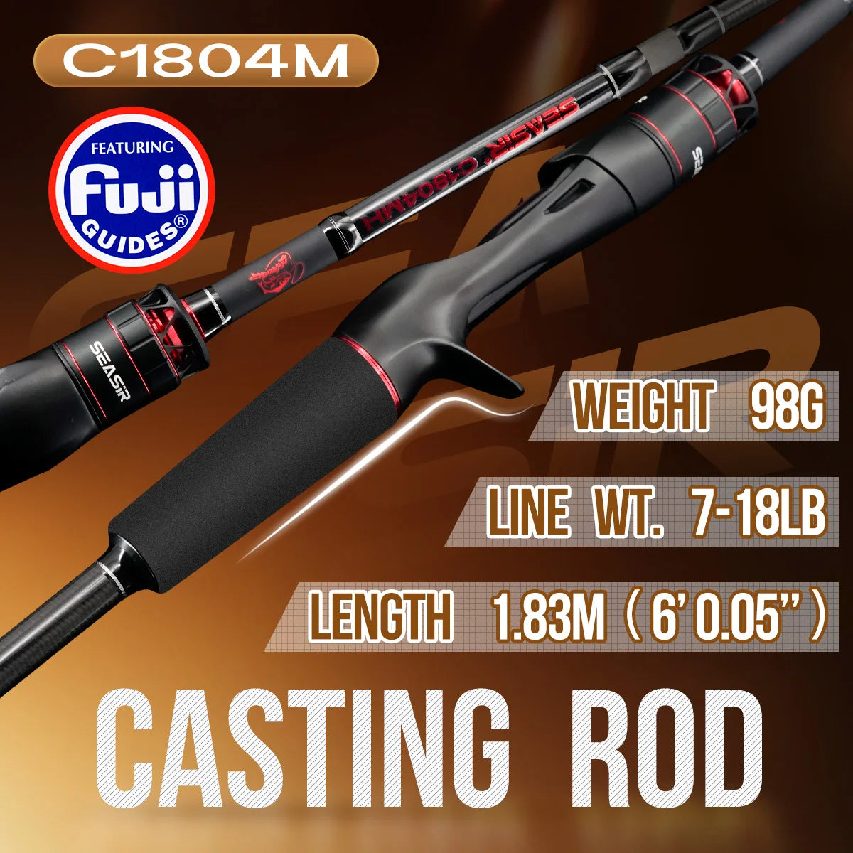 Seasir Salminus XF M/MH canne à pêche Spining & Casting FUJI O anneaux de guidage 1.83M glisser 7-9KG 4 pièces canne de voyage complète robuste