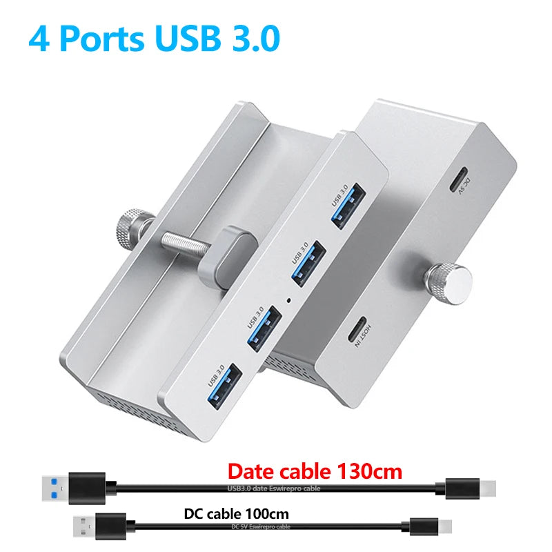 Hub USB 10 Gbps — adaptateur séparateur USB 3.2/3.0/2.0, station d'accueil multi-clips, bureau