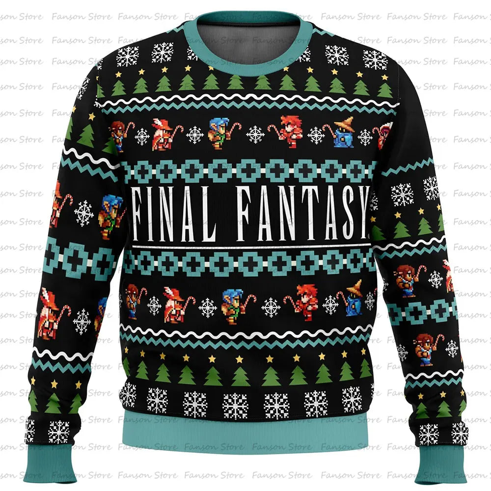 Final Nette-Rib de Navidad Anime Cartoon para hombres y mujeres, Sudadera con capucha para pareja, rib, Y-2025, 7 VII FF7 en-ly, Nueva moda