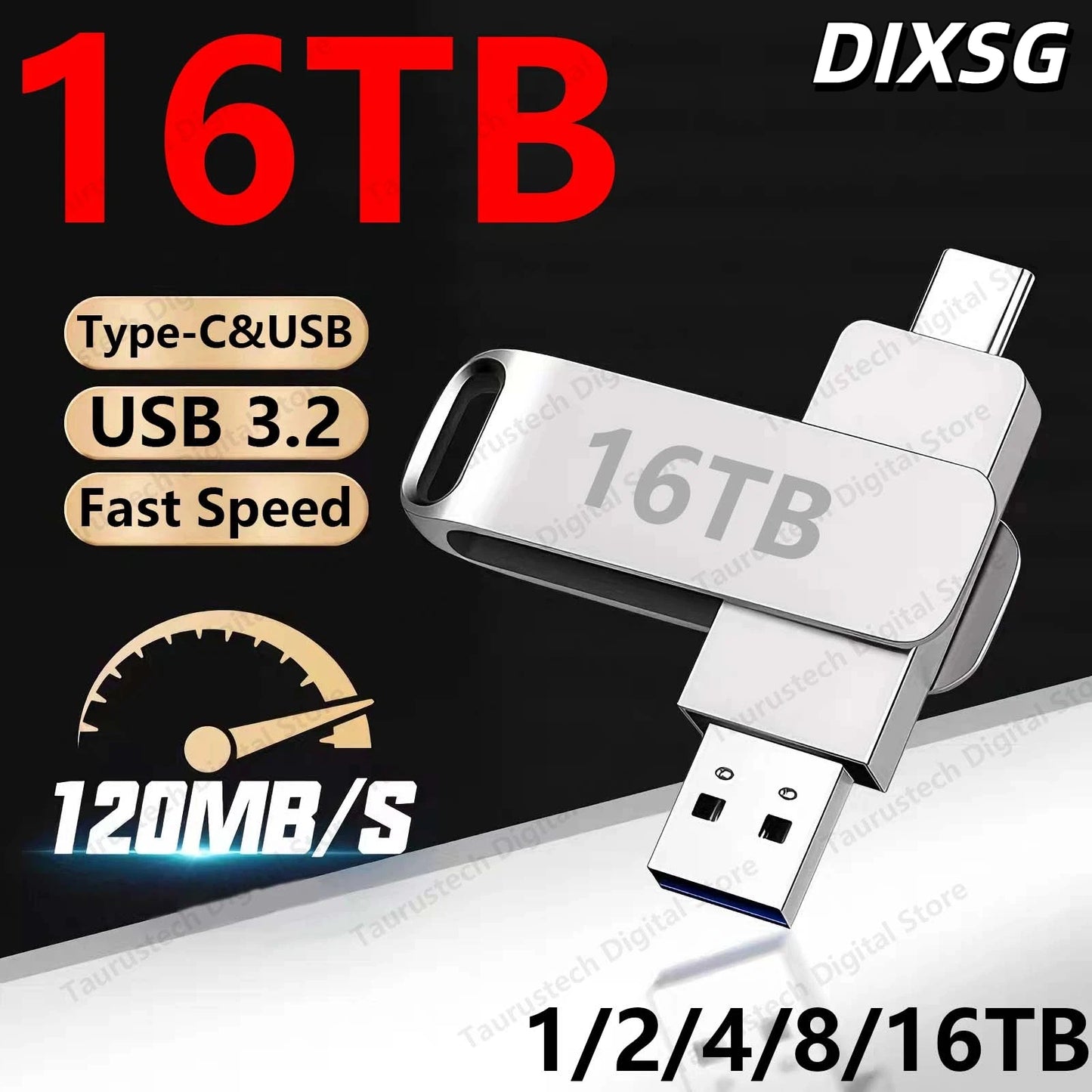 DIXSG pour Xiaomi, clés USB 3.2 de 16 To, disque U de 2 To, clé USB métallique haute vitesse, étanche, type C, mémoire USB, clés USB