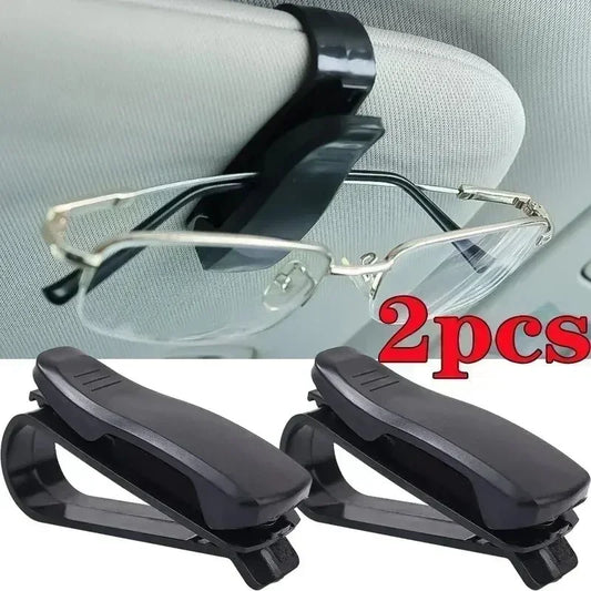 2 pièces universelles pour voiture, pare-soleil, boîte à lunettes, pince à lunettes de soleil, porte-carte, attache stylo, étui à lunettes