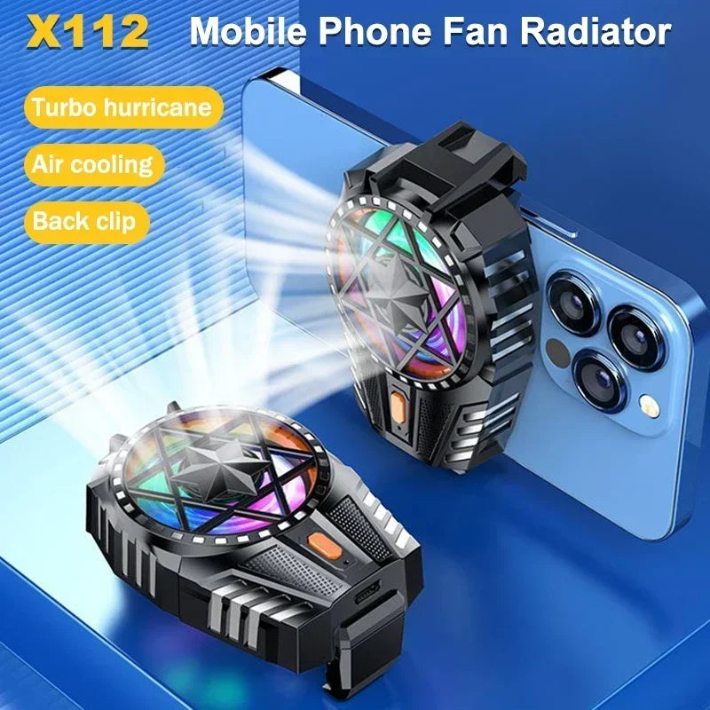 Refroidisseur Téléphone Clip Arrière — 3 Vitesses LED RGB iOS & Android