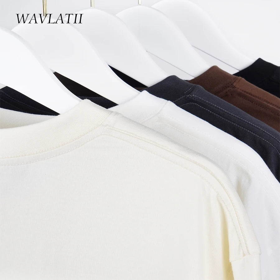 WAVLATII Oversized Summer T-Shirts for Women Men Brown Casual Female Korean Streetwear Unisex Basic Solid Young Cool Tops