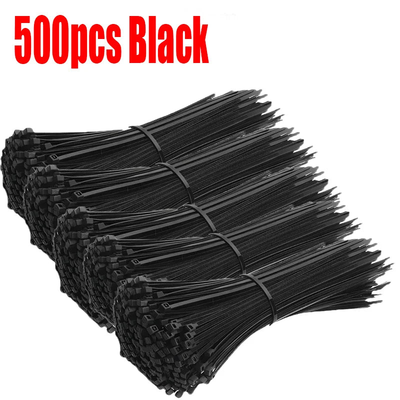 Self-locking Adjustable Nylon Cable Ties, Fastening Buckle, Reusable Plastic Metal Ties for Office and Home