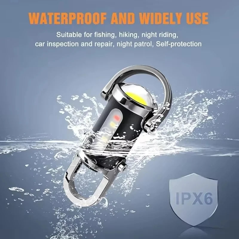 Mini Lampe de Poche Porte-clés Rechargeable COB — Camping, Randonnée & Urgence