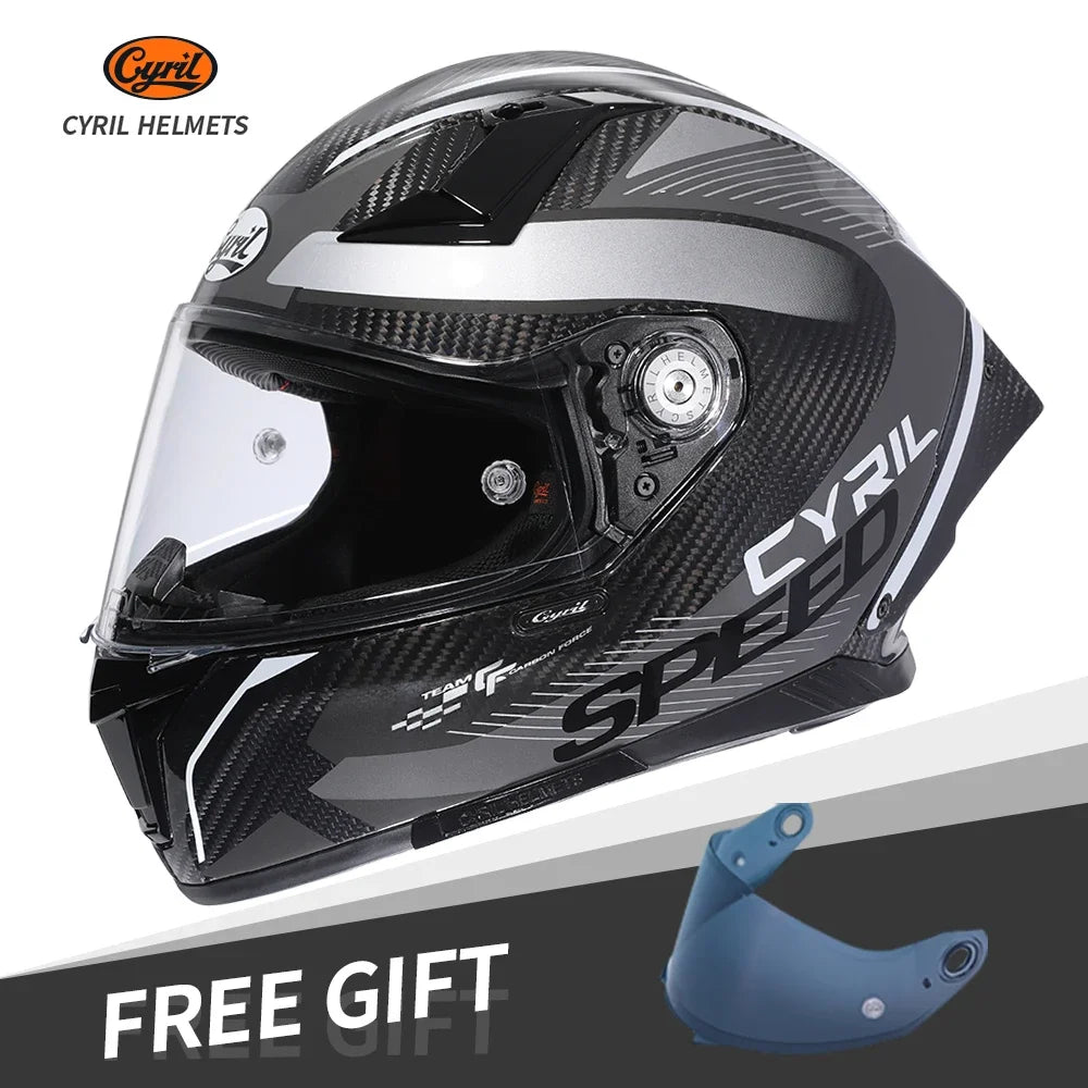 Casque Moto Intégral Fibre Carbone Kevlar — Léger Course DOT ECE Unisexe