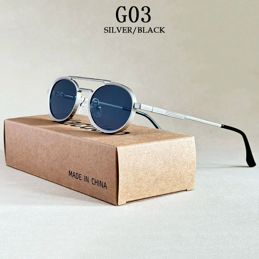 Lunettes de soleil ovales pour hommes et femmes — mode, vintage, Steampunk, 2025
