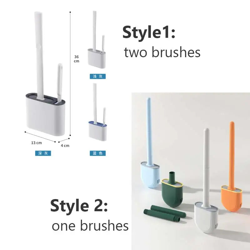 Brosse de toilette murale avec support, brosse de toilette en silicone à long manche, poils souples, accessoires pour livres et WC
