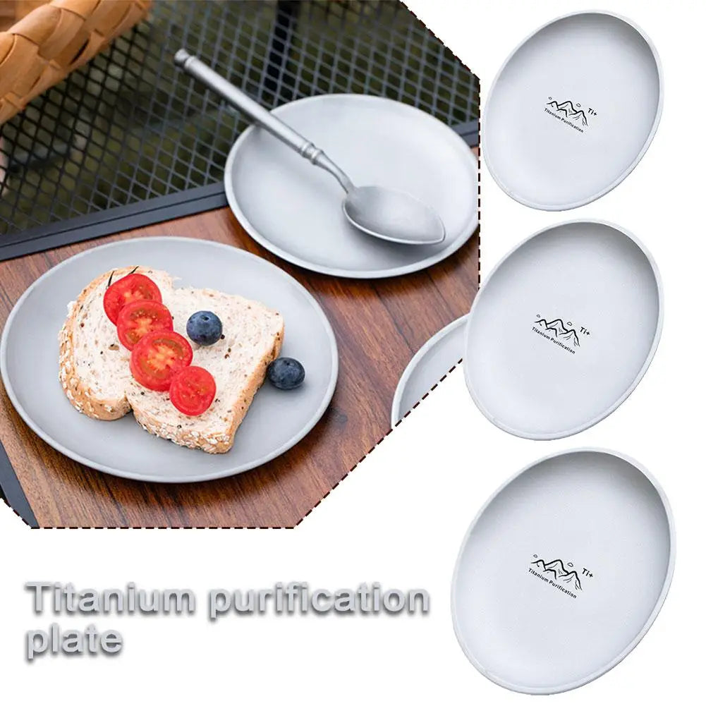 Camping Plaque de camping ultra légère en titane |   Vaisselle de salle à manger extérieure empilable |   Pour sac à dos randonnée pique-nique barbecue