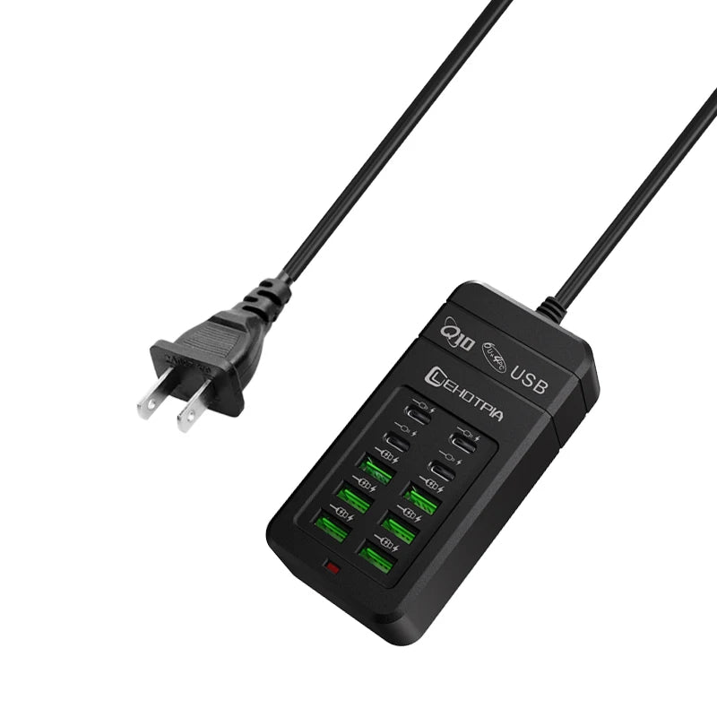 Chargeur USB rapide Multiple, prise ue UK US, adaptateur d'alimentation, rallonge de 1.2m, 6 USB-A 4 USB-C, Portable pour téléphone Portable