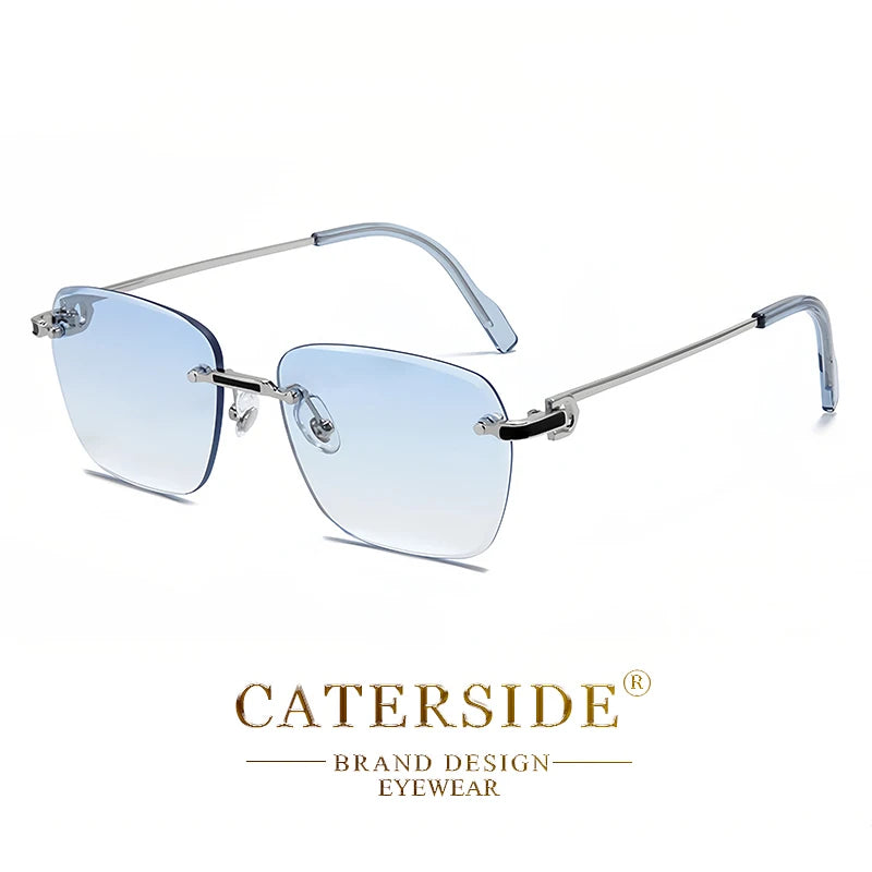 CATERSIDE nuevas gafas de sol sin montura, gafas de sol degradadas para hombre, gafas de sol retro de negocios para mujer, UV400, gafas de sol para hombre