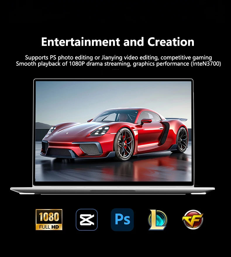 Ordinateur portable NAIWO 2026 14,1 pouces ultra-fin Windows 11 16 Go 2 To SSD PC Gamer Intel 4405U Écran 1920*1080 pour le bureau et les études