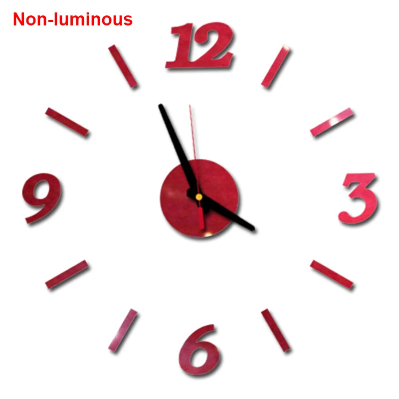 Wall clock DIY Luminous Wall Clock Quartz Watch Acrylic Mirror Stickers Wall Clock Wall Decoration Hot Home Decoration
