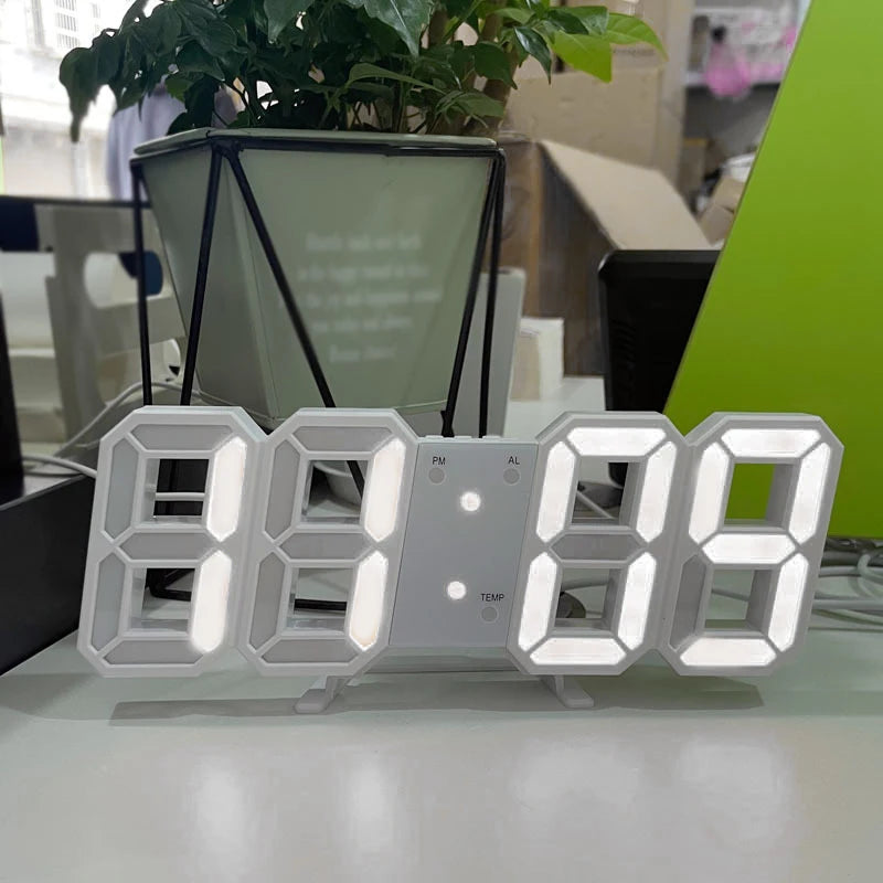 Horloge murale numérique LED 3D lumineuse avec prise USB – Décoration créative pour la maison
