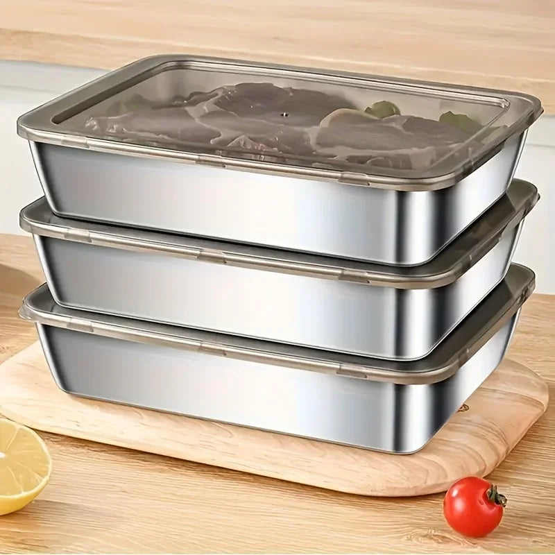 Juego de recipientes de almacenamiento de alimentos de acero inoxidable, 5 unidades, tapas a prueba de fugas, aptos para lavavajillas para sándwiches/frutas/hogar/fiestas