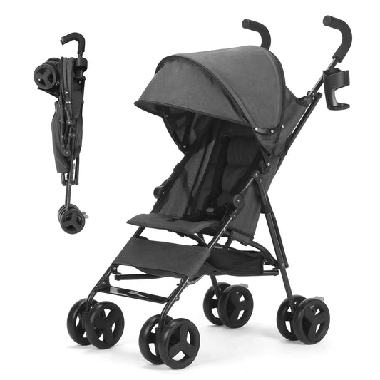 Lightweight, high-view folding baby stroller, can sit or lie down, four-wheel shock-absorbing portable travel stroller