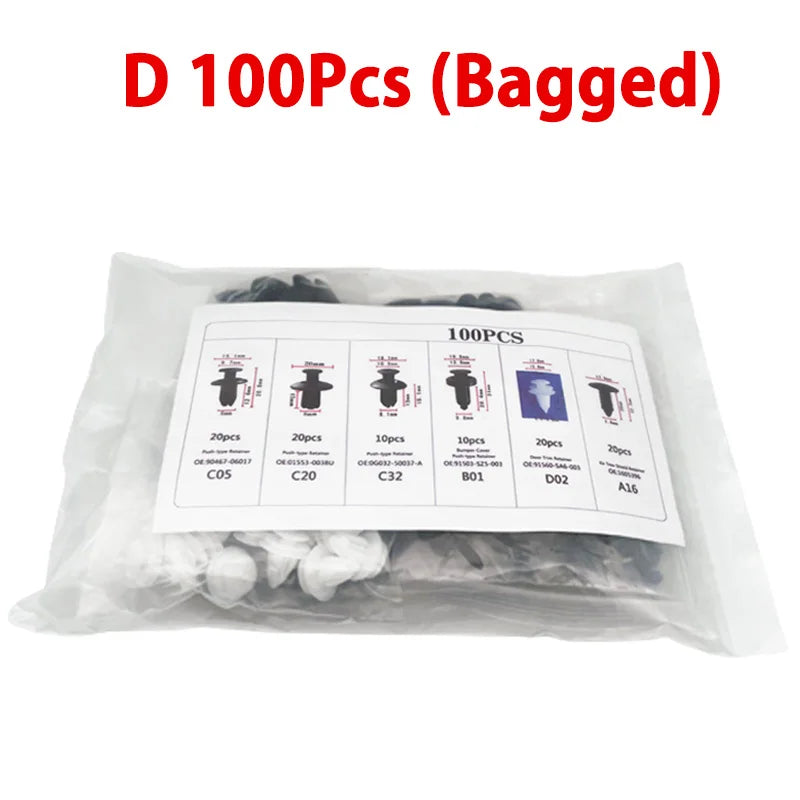 Kit de fixation de panneau de garniture de porte de pare-chocs de voiture, clip de fixation automatique mixte, poussoir de carrosserie, retenue, goupille, rivet, clips de voiture, emballage de boîte ou de sac