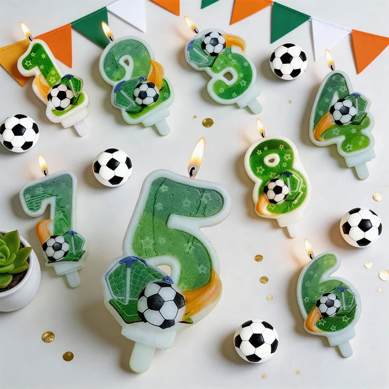 Bougies Gâteau Anniversaire Ballon Football Chiffres 0–9 — Décoration Fête Thème Sport
