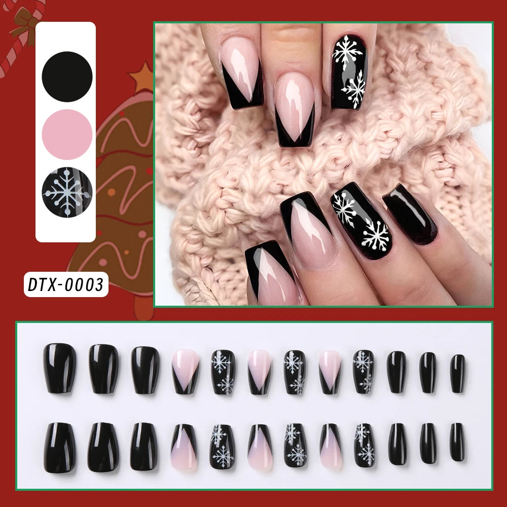 24 pièces/ensemble français rose carré court faux ongles presse sur ongles bord blanc nu rose ongles conseils couverture complète portable pointe française