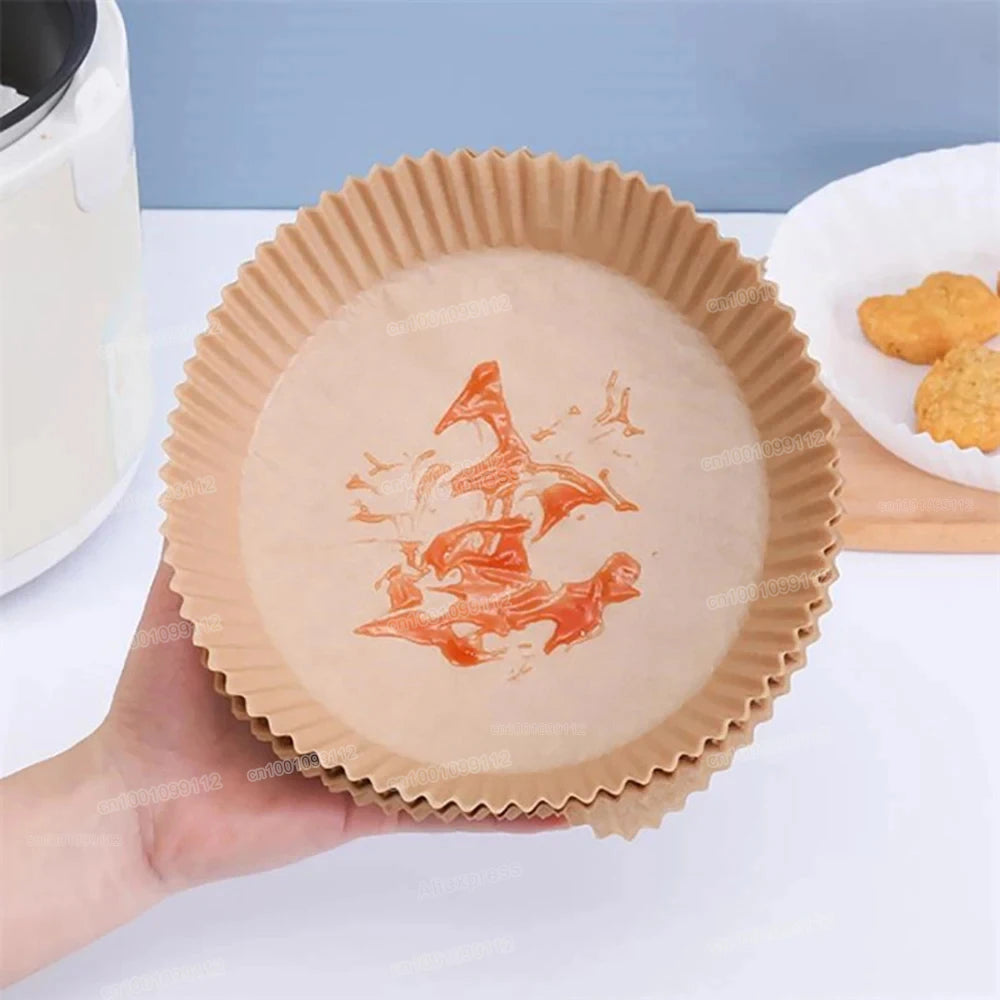 Papel antiadherente para freidora de aire y pollo, papeles redondos para hornear, revestimientos de papel, accesorios de cocina, 50 piezas, 100 piezas