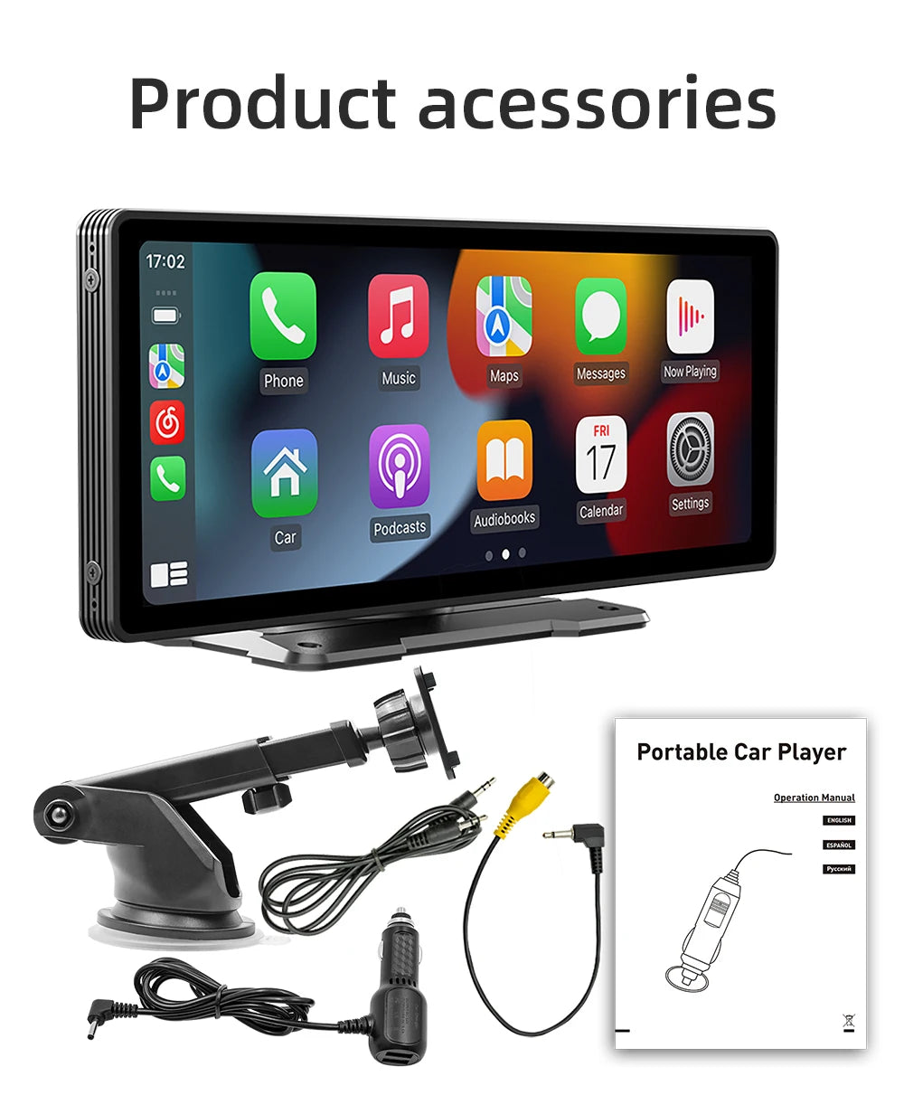 Écran Multimédia Sans Fil Portable 10,26" — Caméra Recul HD DVR Lecteur MP5