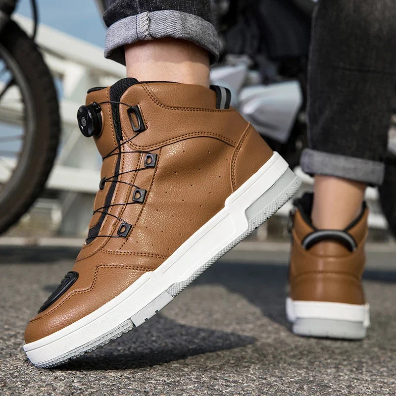Chaussures Moto & Vélo Homme Cuir Antidérapantes — Route & Montagne