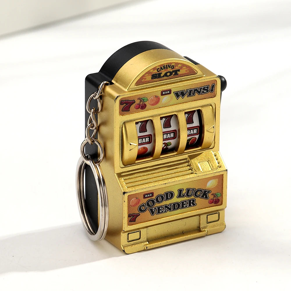 Porte-clés Machine à fentes de fruits, porte-bonheur Jackpot, Mini pendentif de Casino, breloque de sac, cadeaux de nouveauté pour enfants et adultes