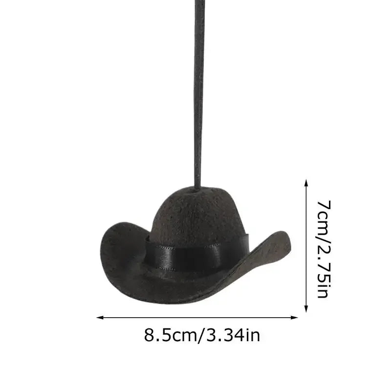 Ornement de voiture de chapeau de cowboy mignon – Décor pendentif en tissu pour femmes et hommes, accessoire intérieur automobile amusant pour voyage sur route