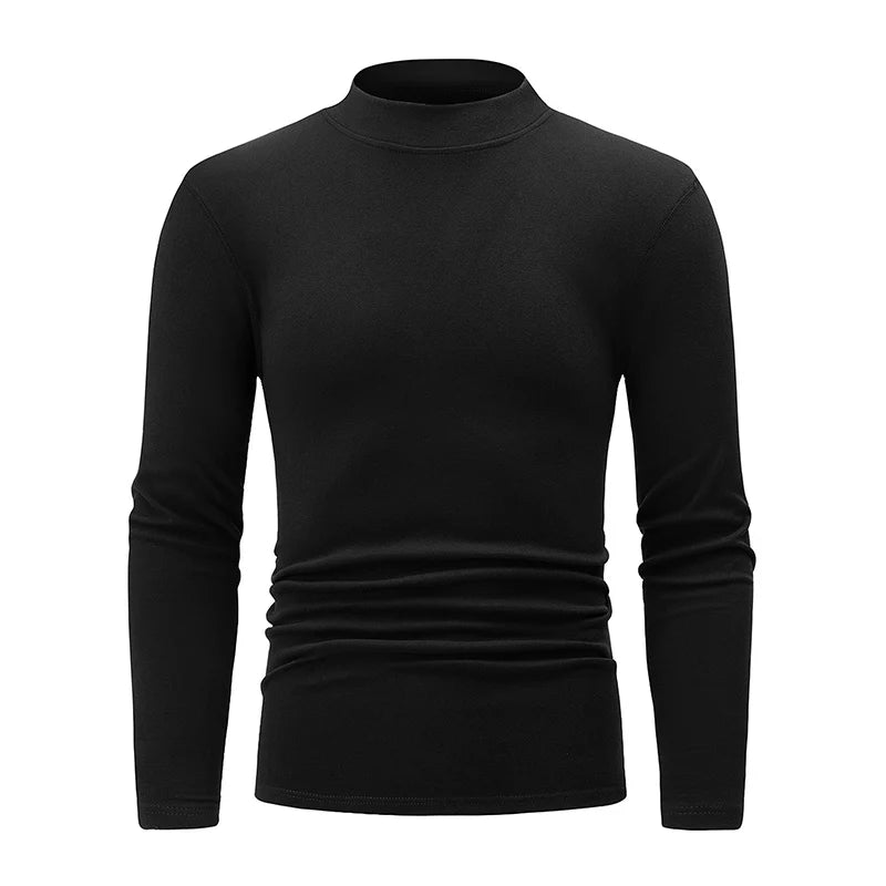 Haut Col Semi-Haut Manches Longues Homme — Sport Fitness Chaud Automne Hiver
