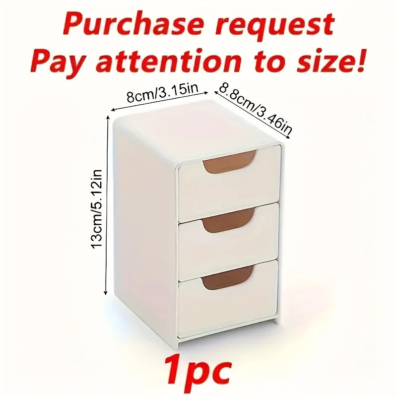 Organizador de escritorio elegante de 3 niveles con cajones – Ideal para material de oficina, almacenamiento de joyas y cosméticos – Caja divisoria portátil