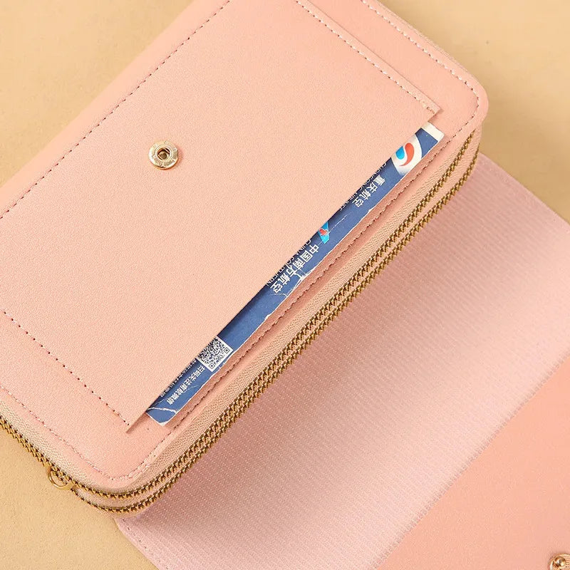 Sac Portefeuille Coréen Femme — Pochette Bandoulière Convertible Multifonction