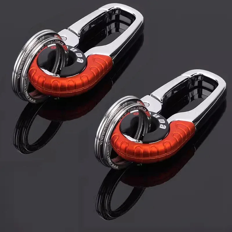 Crochet porte-clés pour hommes, boucle en acier inoxydable, mousqueton d'extérieur, outil d'escalade, Double anneau, porte-clés de pêche, accessoires de voiture, 1/5 pièces