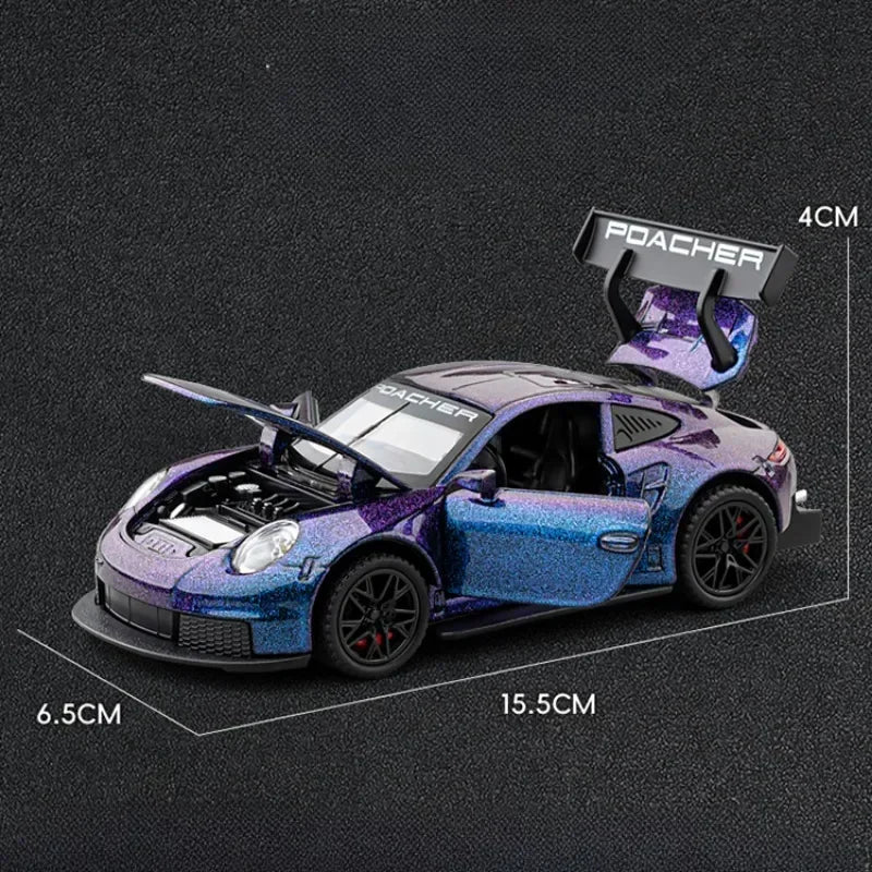 Die-cast sports car model inventory for children, car toy, GT3RS vehicle, boy's birthday gift, home decoration, 1/32 scale, 911