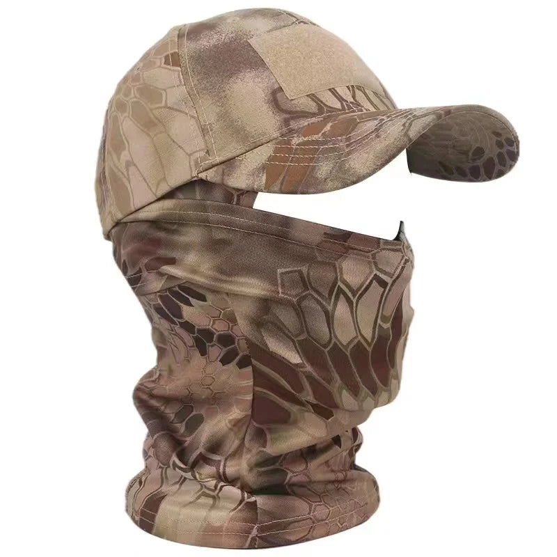 Casquette de baseball tactique camouflage, pour la pêche en plein air, la randonnée, la chasse, les sports, protection solaire, respirante, camouflage, cagoule, demi-masque de ski