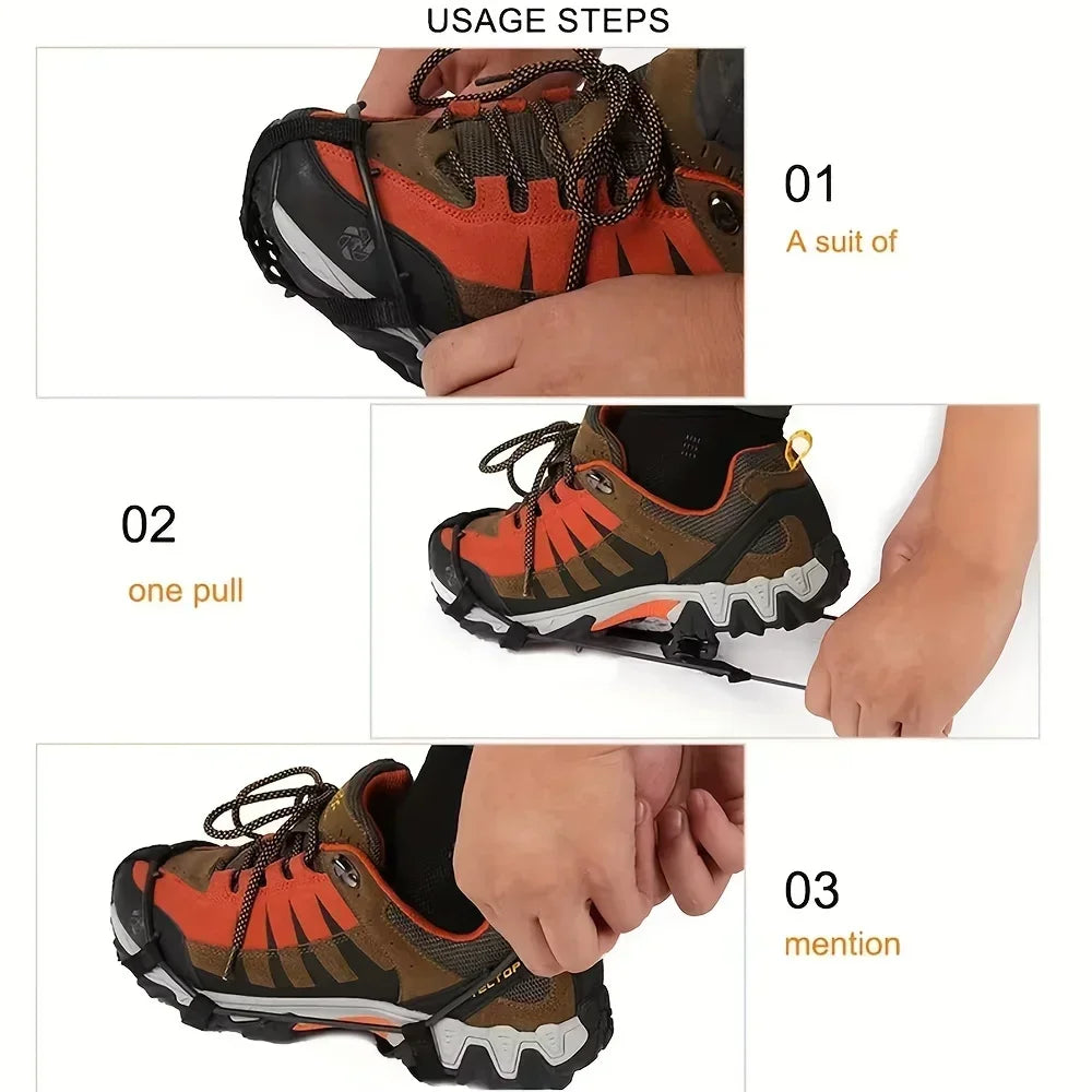 Griffe de glace antidérapante à 24 dents – couvre-chaussures de glace et de neige, adapté à la randonnée, à l'escalade, à la marche, à la course et à la chasse