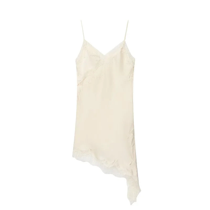 WOMEN Lace Slip Mini Dress Women Satin Backless Summer Dress Female Asymmetrical Party Women Sexy Beach Dresses for Women