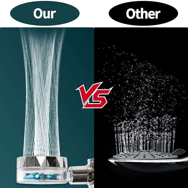 Pommeau de douche avec ventilateur Turbo, Rotation à 360 degrés, haute pression, économie d'eau, Spray réglable, filtres, accessoires de salle de bains